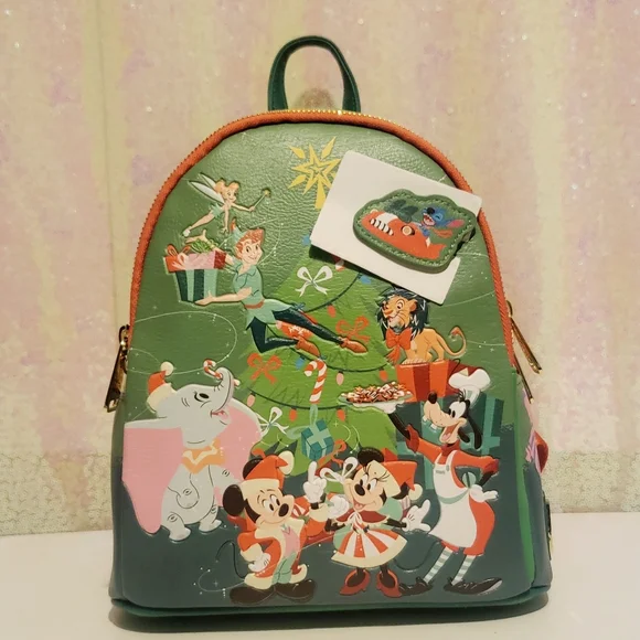 Disney Parks 2023 Classics Christmas Mickey & Friends Backpack Bag Loungefly NWT Loungefly | Bags | Disney Parks 223 Classics Christmas  main image 4